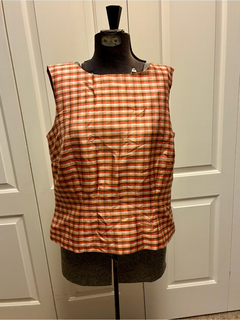 Emma James Plaid Silk Sleeveless Shell